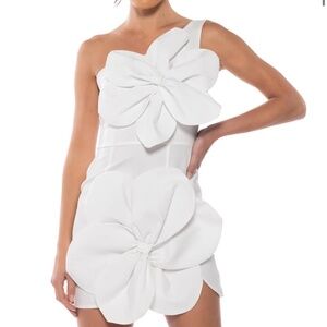 Akira Gemma Floral Detail One Shoulder Mini Dress